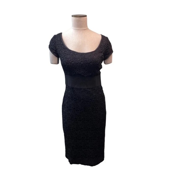 White House Black Market Dresses & Skirts - Black Lace Sheath Dress Cap Sleeve Zipper Back Knee Length Cocktail